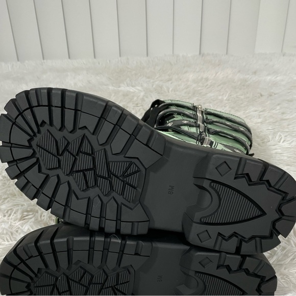 💔SOLD💔CURRENT MOOD Artistic Anarchist Tall Knee High Buckle Combat Boots Green 8 - Picture 9 of 13